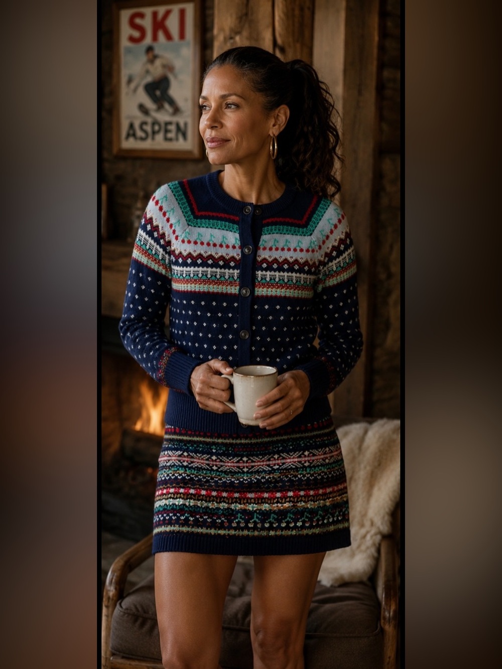 J. Crew Navy Multicolor Fair Isle Wool Cardigan